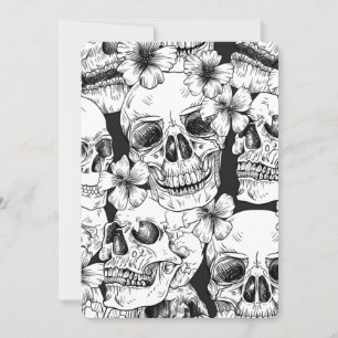 black floral Skulls Invitation