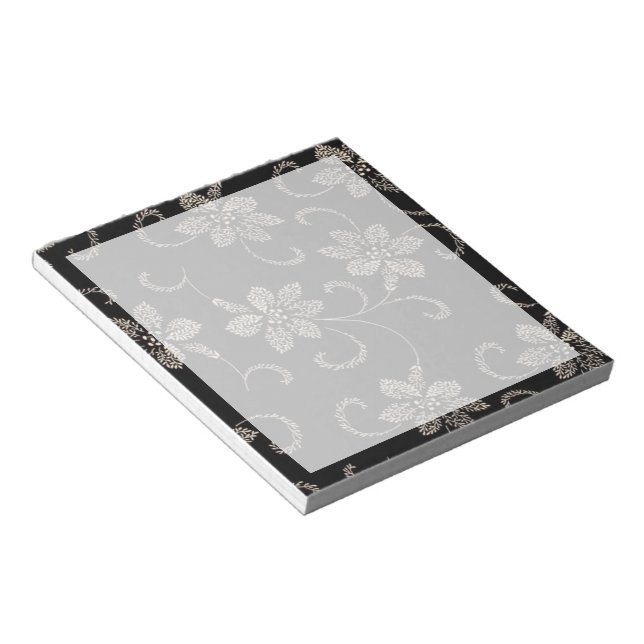 Black Floral Toss Notepad (Angled)