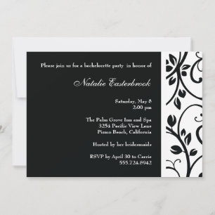 Black Floral Vine Bachelorette Party Invitation