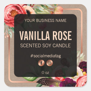 Black Floral Vintage Product Labels