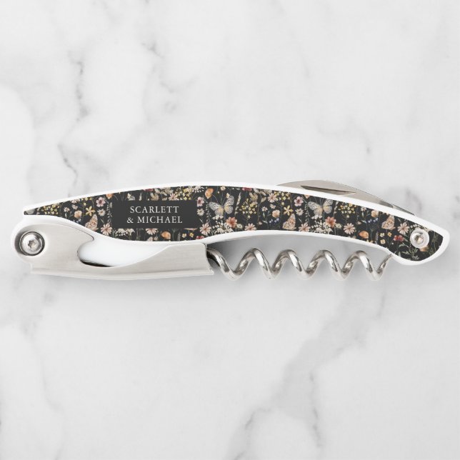 Black Floral Waiter's Corkscrew (Front)