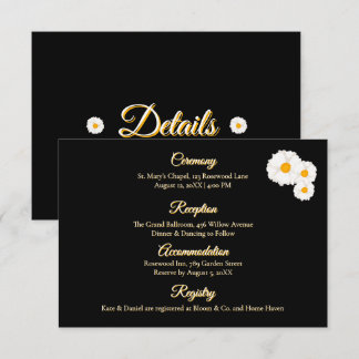 Black Floral Wedding Details Enclosure Card