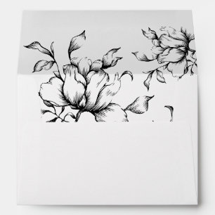 Black Floral Wedding Invitation Envelope
