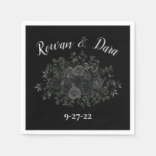 Black Floral Wedding Napkin