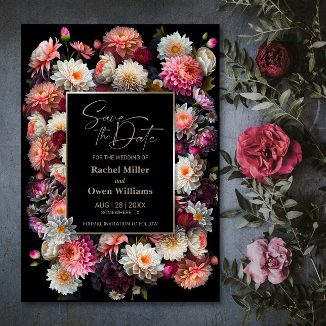 Black Floral Wedding Save the Date (Creator Uploaded)