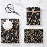 Black Floral Wrapping Paper<br><div class="desc">This stylish & elegant Black Boho Floral Wrapping Paper features gorgeous hand-painted watercolor wildflowers arranged in a lovely bouquet perfect for spring, summer, or fall weddings. Find matching items in the Black Boho Wildflower Collection.</div>