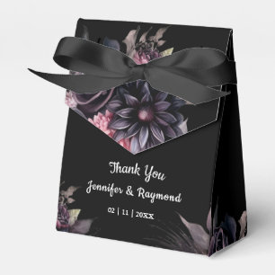 Black Florals Gothic Wedding Favor Box