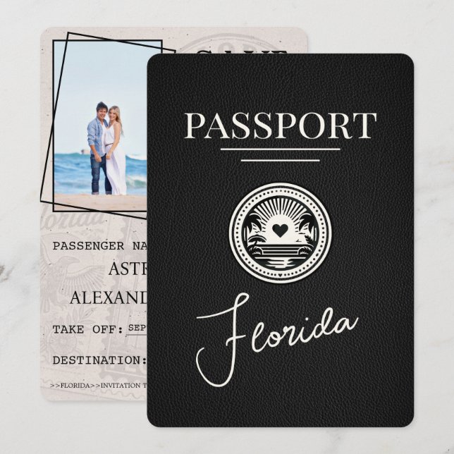 Black Florida Passport Save The Date (Front/Back)