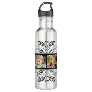 Black Flourish 4-Photo Frame 710 Ml Water Bottle