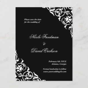 Black flourish classy scroll wedding save the date