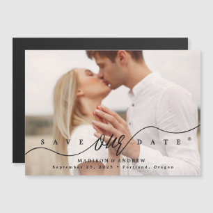 Black Flourishing Love Photo Save the Date Magnetic Invitation