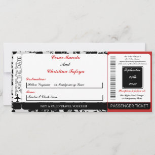Black Floursih R Boarding Pass Faire-part de maria