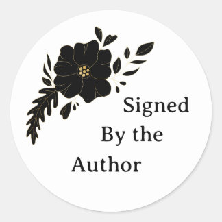 Black Flower Author bookplate Classic Round Sticker