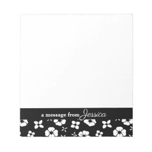 Black Flower Border Personalized Notepad