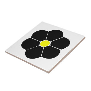 Black Flower Design Tile
