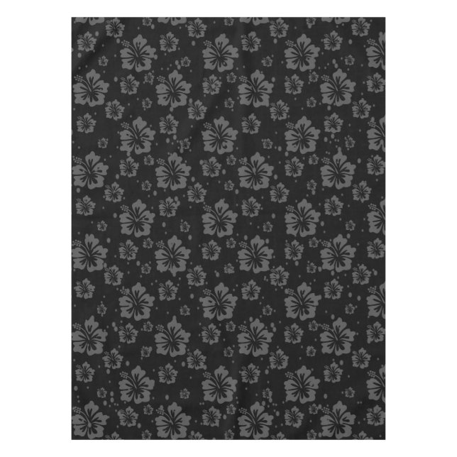 Black Flower Illustration on Black Background  Tablecloth (Front)