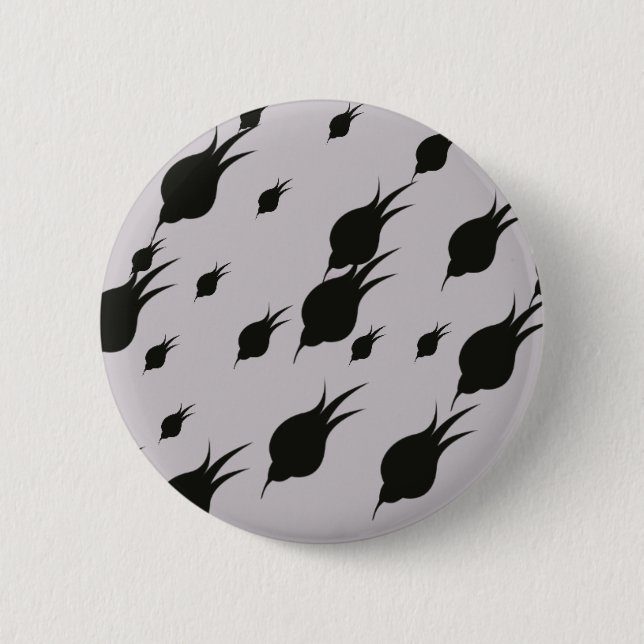 black flower in snow flakes 2 inch round button (Front)