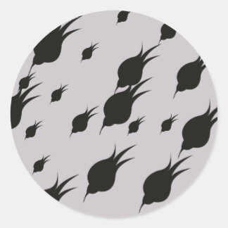 black flower in snow flakes classic round sticker