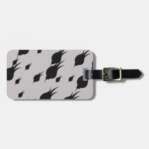 black flower in snow flakes luggage tag