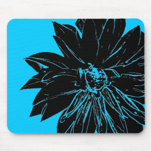 Black flower mouse pad