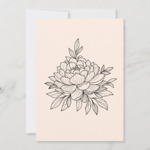 Black flower peony holiday card