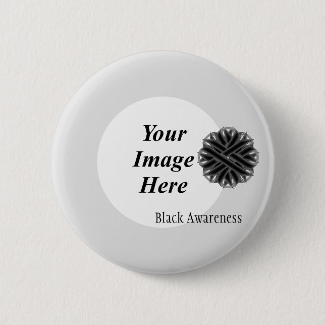 Black Flower Ribbon Template by Kenneth Yoncich 2 Inch Round Button (Front)