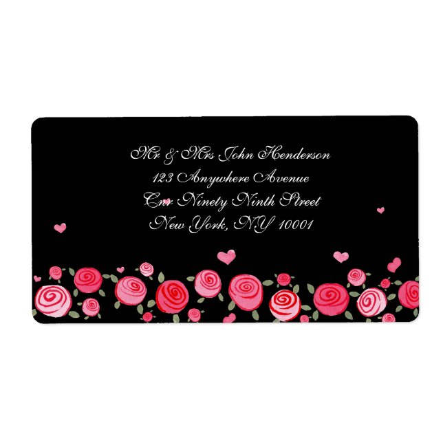 Black Flower Wedding Elegant Address Stickers (Front)