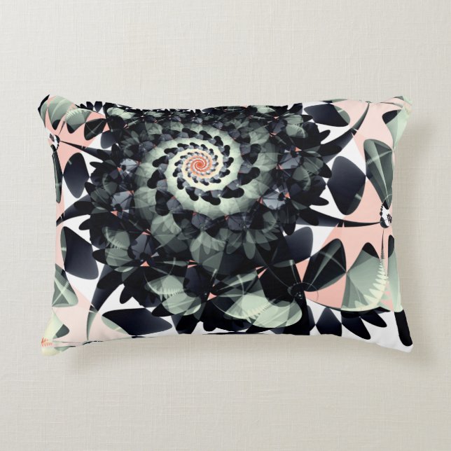 Black Flowers Abstract Accent Pillow (Front)