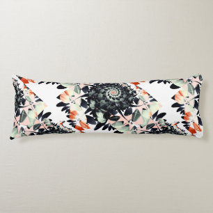 Black Flowers Abstract Body Pillow