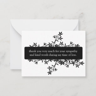 Black Flowers After Funeral Thank You Cards