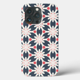 Black Flowers and Pink Spots Pattern iPhone 13 Pro Case