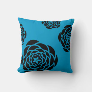 Black Flowers on Background Colour of Your Choice Throw Pillow