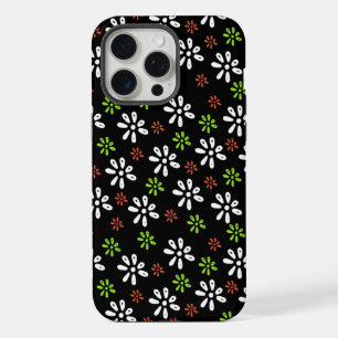Black Flowers Pattern iPhone 15 Pro Max Case