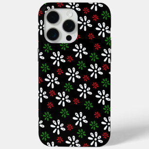 Black Flowers Pattern iPhone 15 Pro Max Case