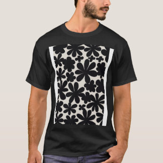 Black Flowers Pattern T-Shirt