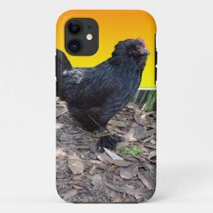Black Fluffy Rooster Dimensional Art, iPhone 11 Case