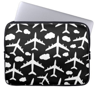 Black flying airplanes aircraft pattern design  laptop sleeve