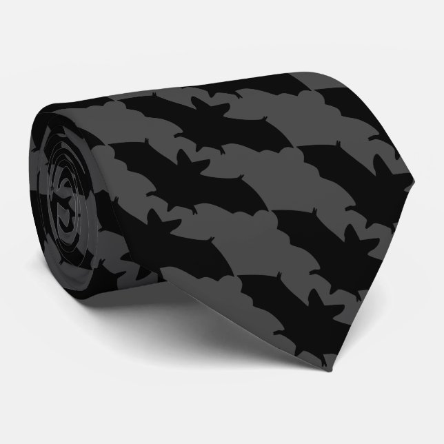 Black Flying Bats Goth Tie (Rolled)