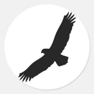 black flying eagle classic round sticker