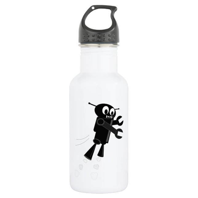 Black Flying Robot 532 Ml Water Bottle (Front)
