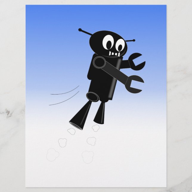 Black Flying Robot Blue Sky Background (Front)
