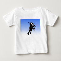 Black Flying Robot Blue Sky Background