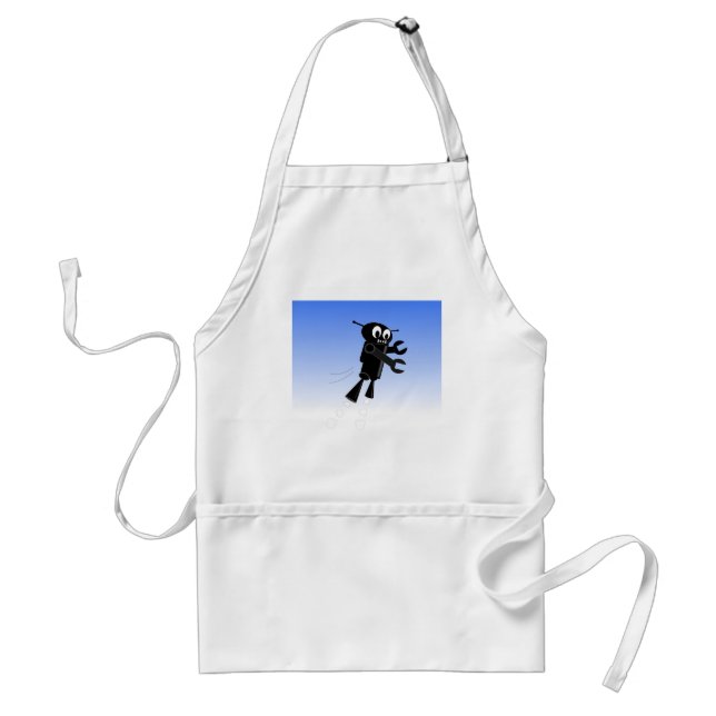 Black Flying Robot Blue Sky Background Standard Apron (Front)