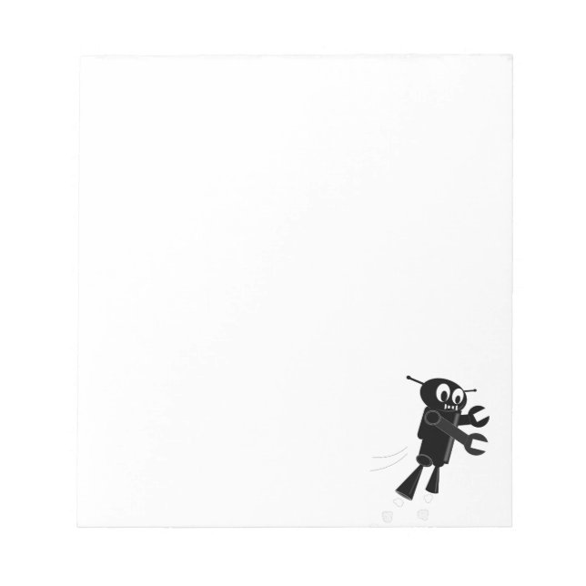 Black Flying Robot Custom Notepad (Front)
