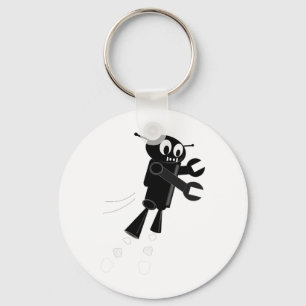 Black Flying Robot Keychain