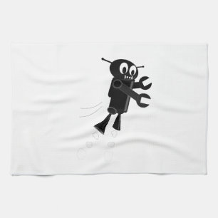 Black Flying Robot Kitchen Towel