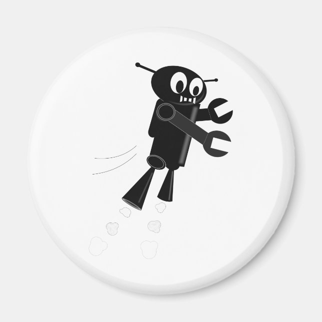 Black Flying Robot Magnet (Front)