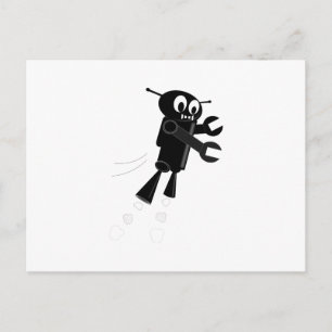 Black Flying Robot Postcard