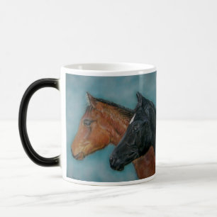 black foal chestnut colt horses equine art magic mug