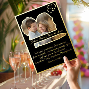 Black Foil Bride and Groom Shape Photo Wedding 